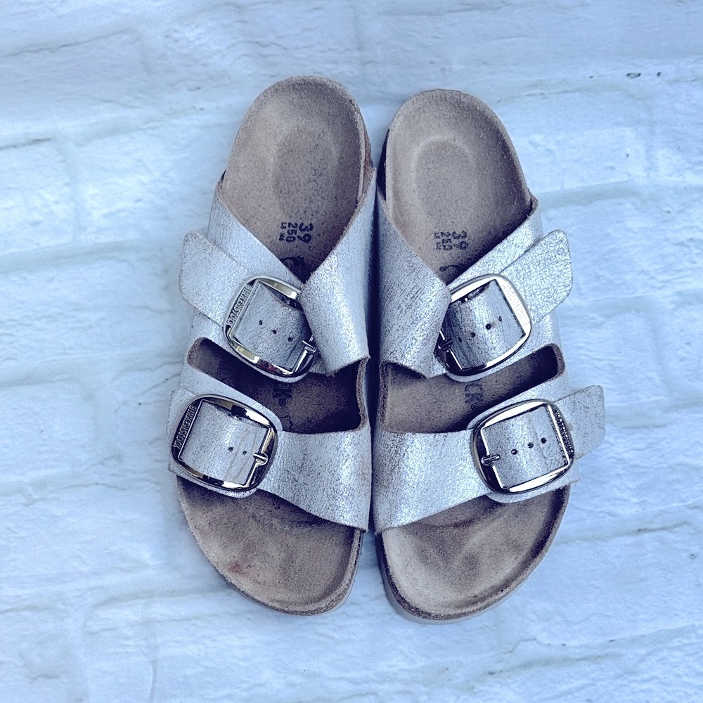 Birkenstock Arizona Distressed Silver Women's Sandals